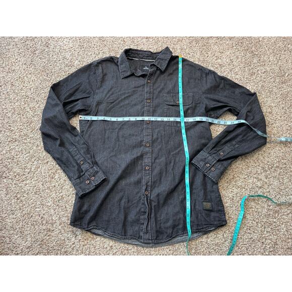 RIP CURL Button Down Long sleeve Shirt, Large, Cotton Blend, Black/Gray denim - Picture 4 of 8